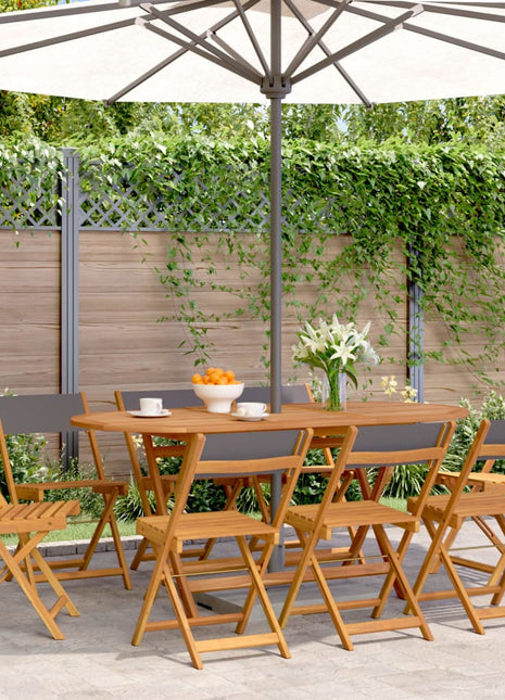 Tuinstoelen 8 st inklapbaar massief hout en stof antracietkleur