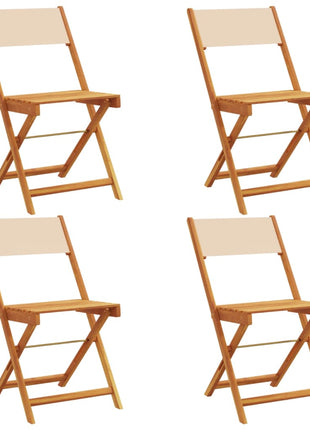 Tuinstoelen 4 st inklapbaar stof en massief hout beige