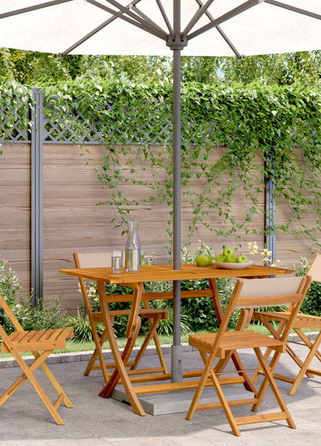 Tuinstoelen 4 st inklapbaar stof en massief hout beige