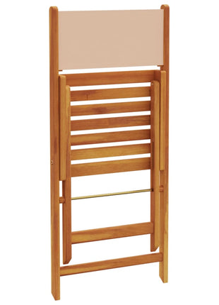 Tuinstoelen 6 st inklapbaar stof en massief hout beige