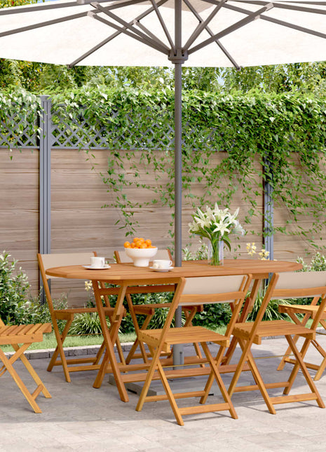 Tuinstoelen 6 st inklapbaar stof en massief hout beige