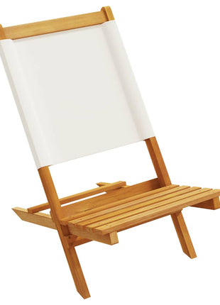 Tuinstoelen 4 st inklapbaar massief hout en stof crèmewit