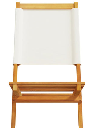 Tuinstoelen 4 st inklapbaar massief hout en stof crèmewit