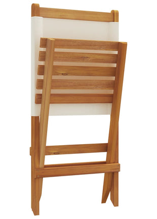Tuinstoelen 4 st inklapbaar massief hout en stof crèmewit