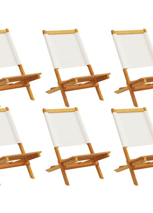 Tuinstoelen 6 st inklapbaar massief hout en stof crèmewit