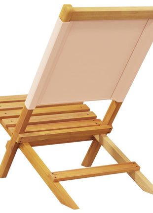 Tuinstoelen 4 st inklapbaar stof en massief hout beige