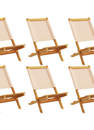 Tuinstoelen 6 st inklapbaar stof en massief hout beige
