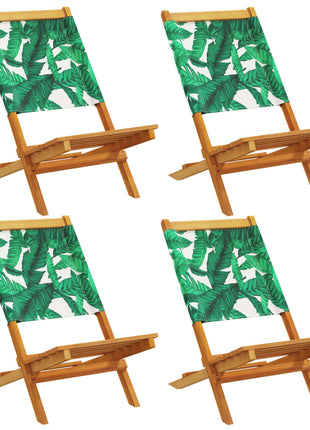Tuinstoelen 4 st inklapbaar stof en massief hout groen