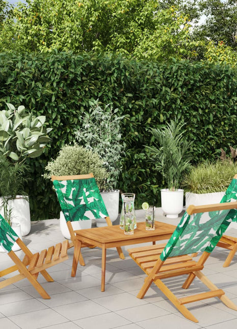 Tuinstoelen 4 st inklapbaar stof en massief hout groen