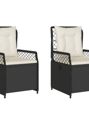 Tuinstoelen 2 st verstelbaar poly rattan zwart
