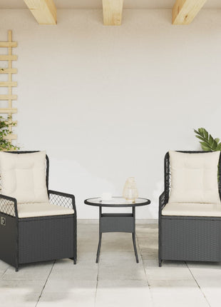 Tuinstoelen 2 st verstelbaar poly rattan zwart