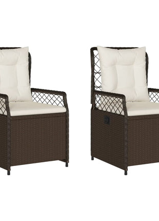 Tuinstoelen 2 st verstelbaar poly rattan bruin