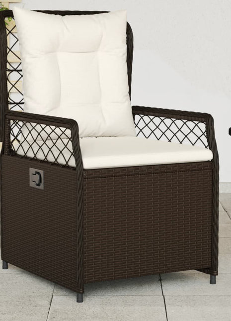 Tuinstoelen 2 st verstelbaar poly rattan bruin