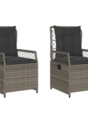 Tuinstoelen 2 st verstelbaar poly rattan grijs