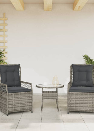 Tuinstoelen 2 st verstelbaar poly rattan grijs