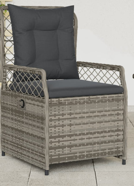 Tuinstoelen 2 st verstelbaar poly rattan grijs