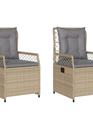 Tuinstoelen 2 st verstelbaar poly rattan beige