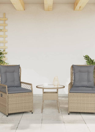 Tuinstoelen 2 st verstelbaar poly rattan beige