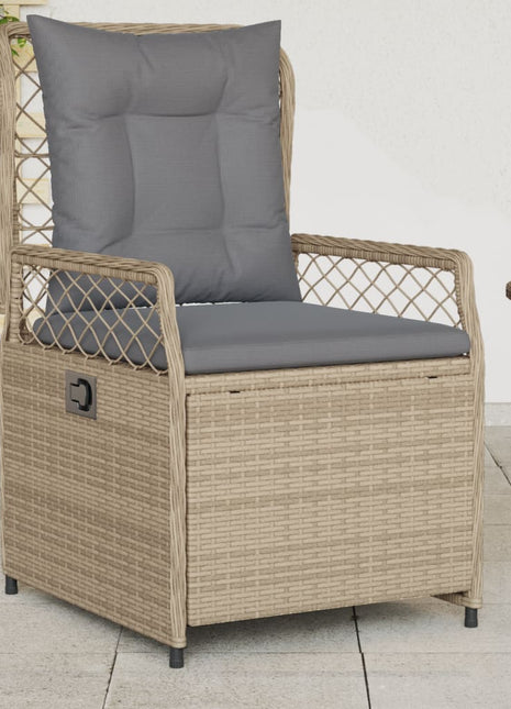 Tuinstoelen 2 st verstelbaar poly rattan beige