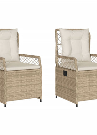 Tuinstoelen 2 st verstelbaar poly rattan beige