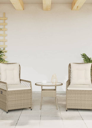 Tuinstoelen 2 st verstelbaar poly rattan beige