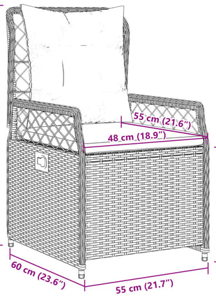 Tuinstoelen 2 st verstelbaar poly rattan beige