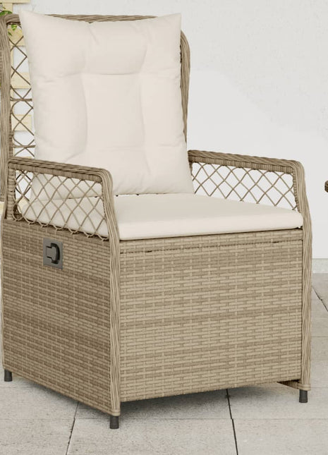Tuinstoelen 2 st verstelbaar poly rattan beige