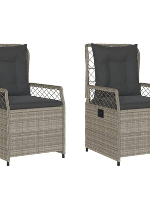 Tuinstoelen 2 st verstelbaar poly rattan lichtgrijs