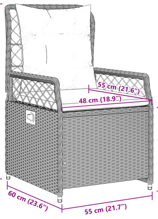 Tuinstoelen 2 st verstelbaar poly rattan lichtgrijs