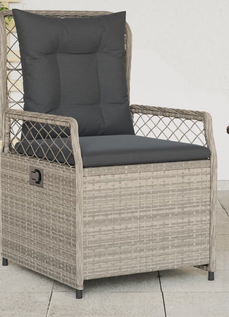 Tuinstoelen 2 st verstelbaar poly rattan lichtgrijs