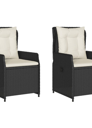 Tuinstoelen 2 st verstelbaar poly rattan zwart