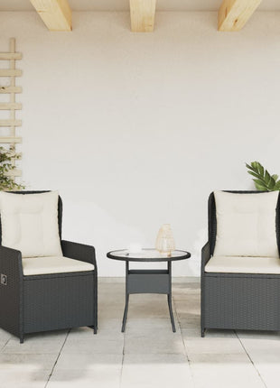Tuinstoelen 2 st verstelbaar poly rattan zwart