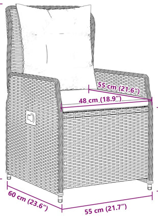 Tuinstoelen 2 st verstelbaar poly rattan zwart