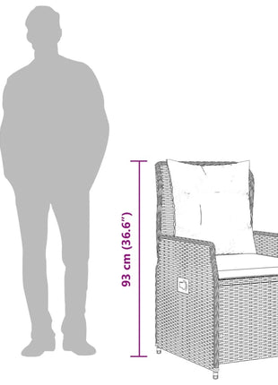 Tuinstoelen 2 st verstelbaar poly rattan zwart