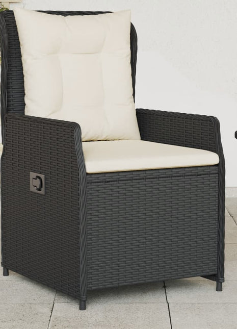 Tuinstoelen 2 st verstelbaar poly rattan zwart