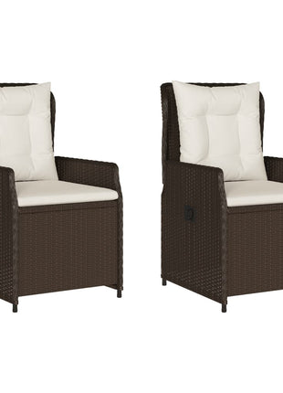 Tuinstoelen 2 st verstelbaar poly rattan bruin