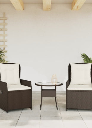 Tuinstoelen 2 st verstelbaar poly rattan bruin