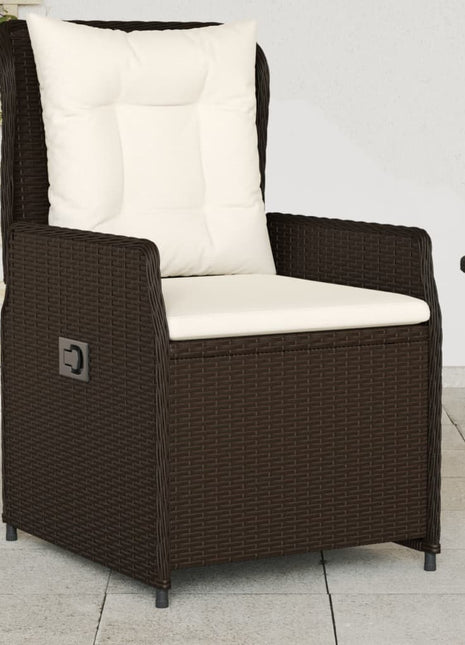 Tuinstoelen 2 st verstelbaar poly rattan bruin