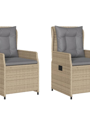Tuinstoelen 2 st verstelbaar poly rattan beige