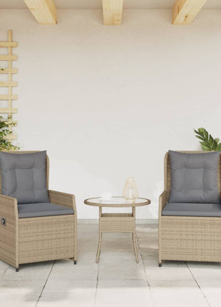 Tuinstoelen 2 st verstelbaar poly rattan beige