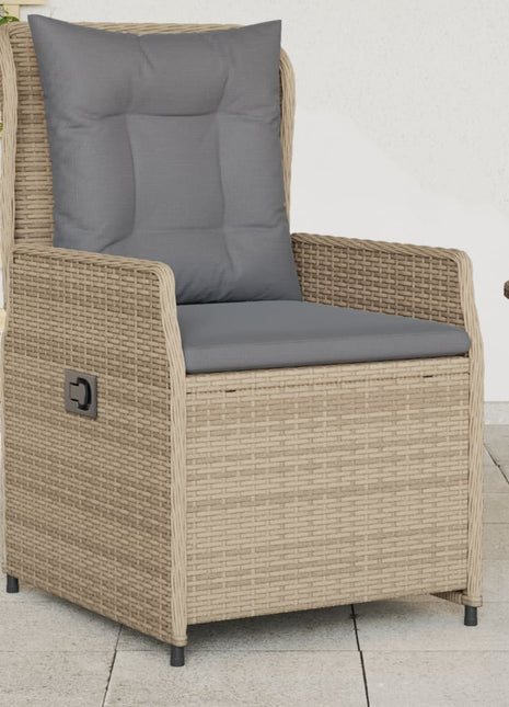 Tuinstoelen 2 st verstelbaar poly rattan beige