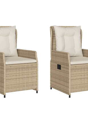 Tuinstoelen 2 st verstelbaar poly rattan beige