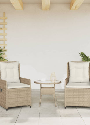 Tuinstoelen 2 st verstelbaar poly rattan beige