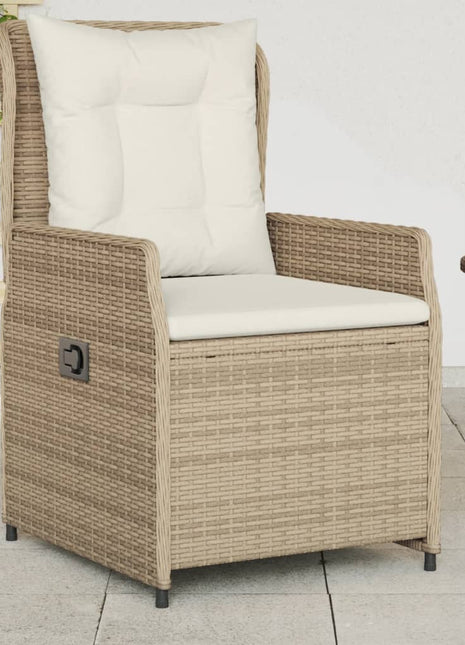 Tuinstoelen 2 st verstelbaar poly rattan beige