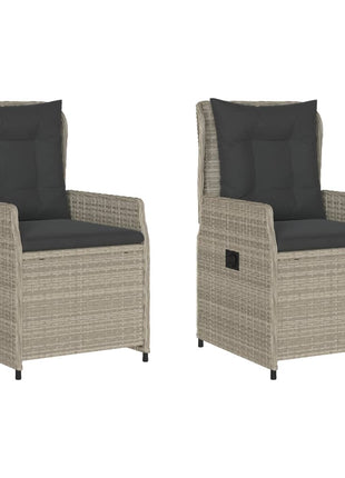 Tuinstoelen 2 st verstelbaar poly rattan lichtgrijs