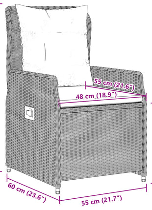 Tuinstoelen 2 st verstelbaar poly rattan lichtgrijs