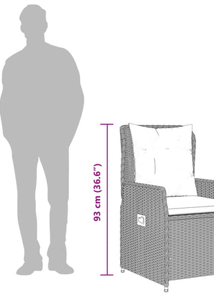 Tuinstoelen 2 st verstelbaar poly rattan lichtgrijs