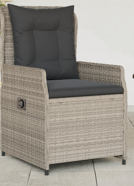 Tuinstoelen 2 st verstelbaar poly rattan lichtgrijs
