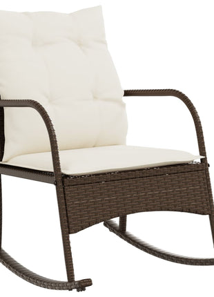 Tuinschommelstoel met kussens poly rattan bruin