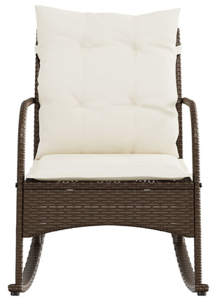 Tuinschommelstoel met kussens poly rattan bruin